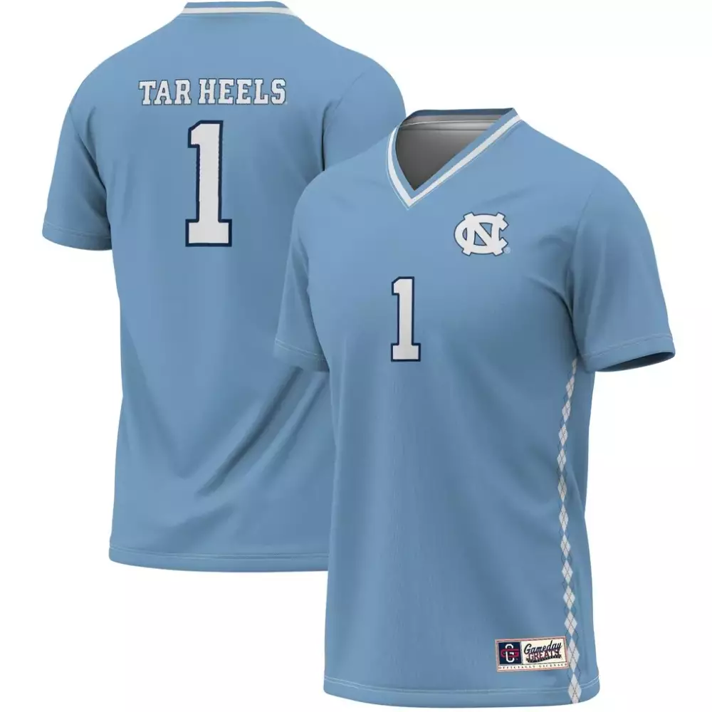 Custom North Carolina Tar Heels  1 Gameday Greats Lightweight Soccer Fashion Replica Jersey – Light Blue