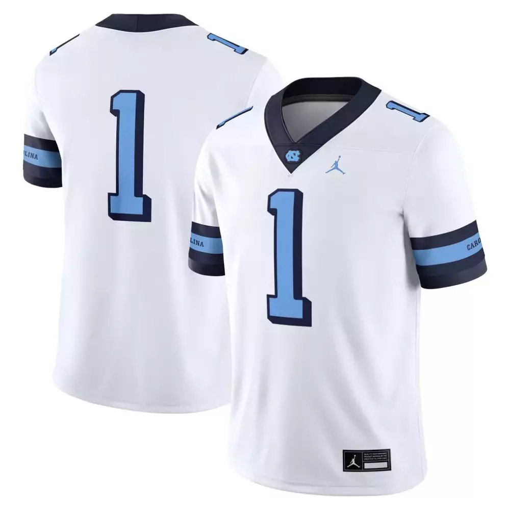 Custom North Carolina Tar Heels  1 Brand Alternate Game Stitched Jersey – White