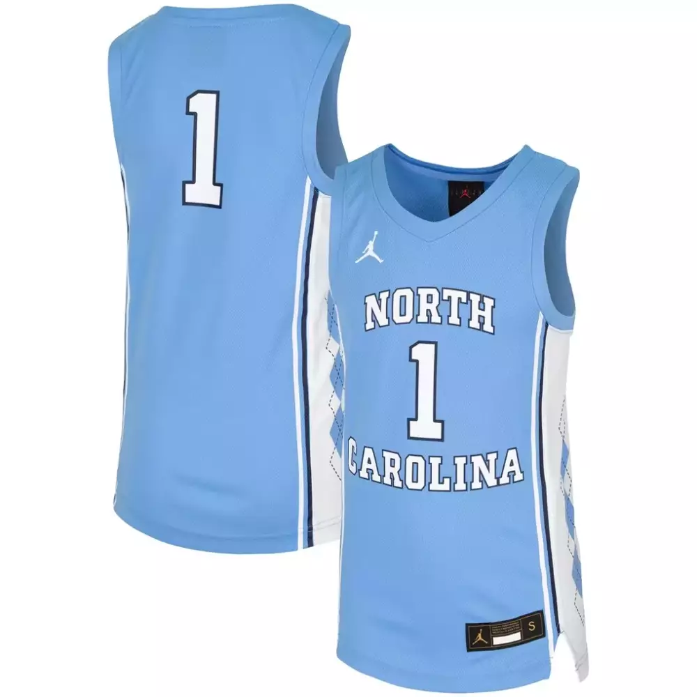 Custom North Carolina Tar Heels  1 Replica Team Basketball Replica Jersey – Light Blue