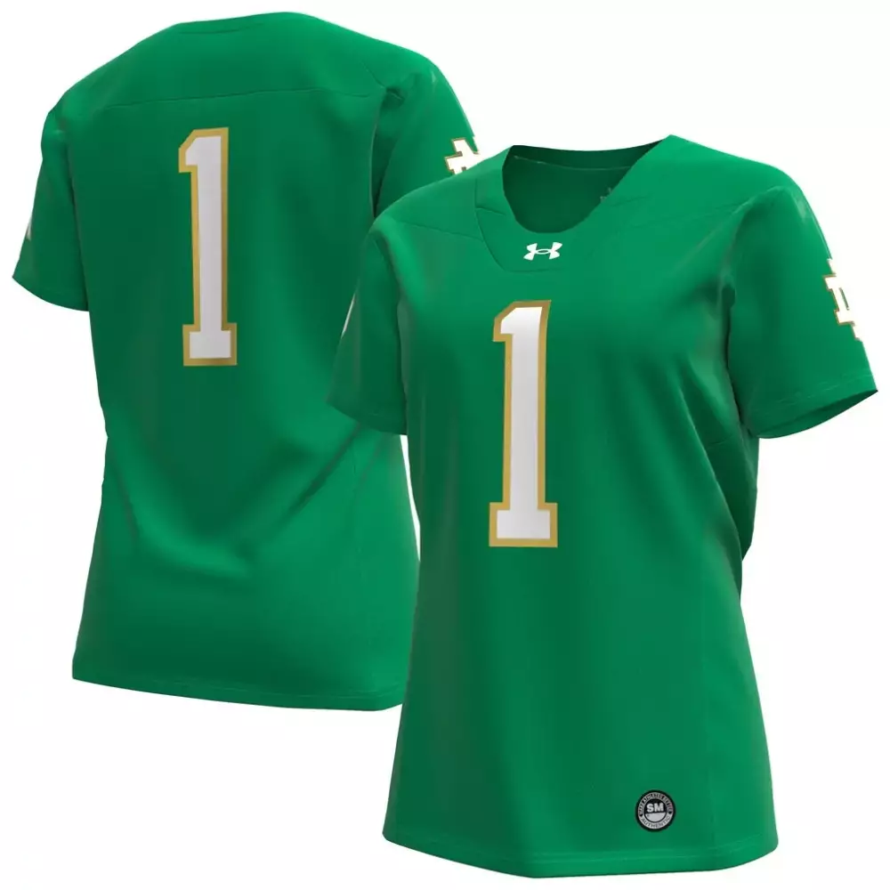 Notre Dame Fighting Irish Under Armour Women's Replica Football Jersey | Kelly Green Style | Game Day Outfit for Men, Women & Youth