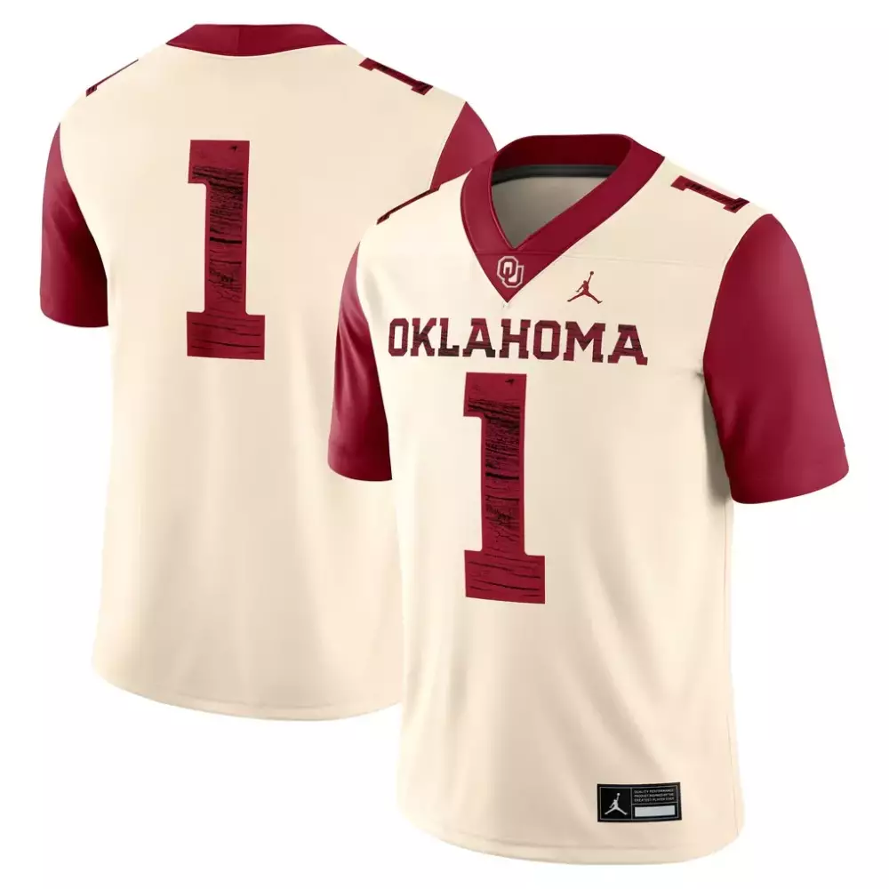 Custom Oklahoma Sooners  Oklahoma Jordan Brand 1 Alternate Game Natural Authentic Jersey – Cream