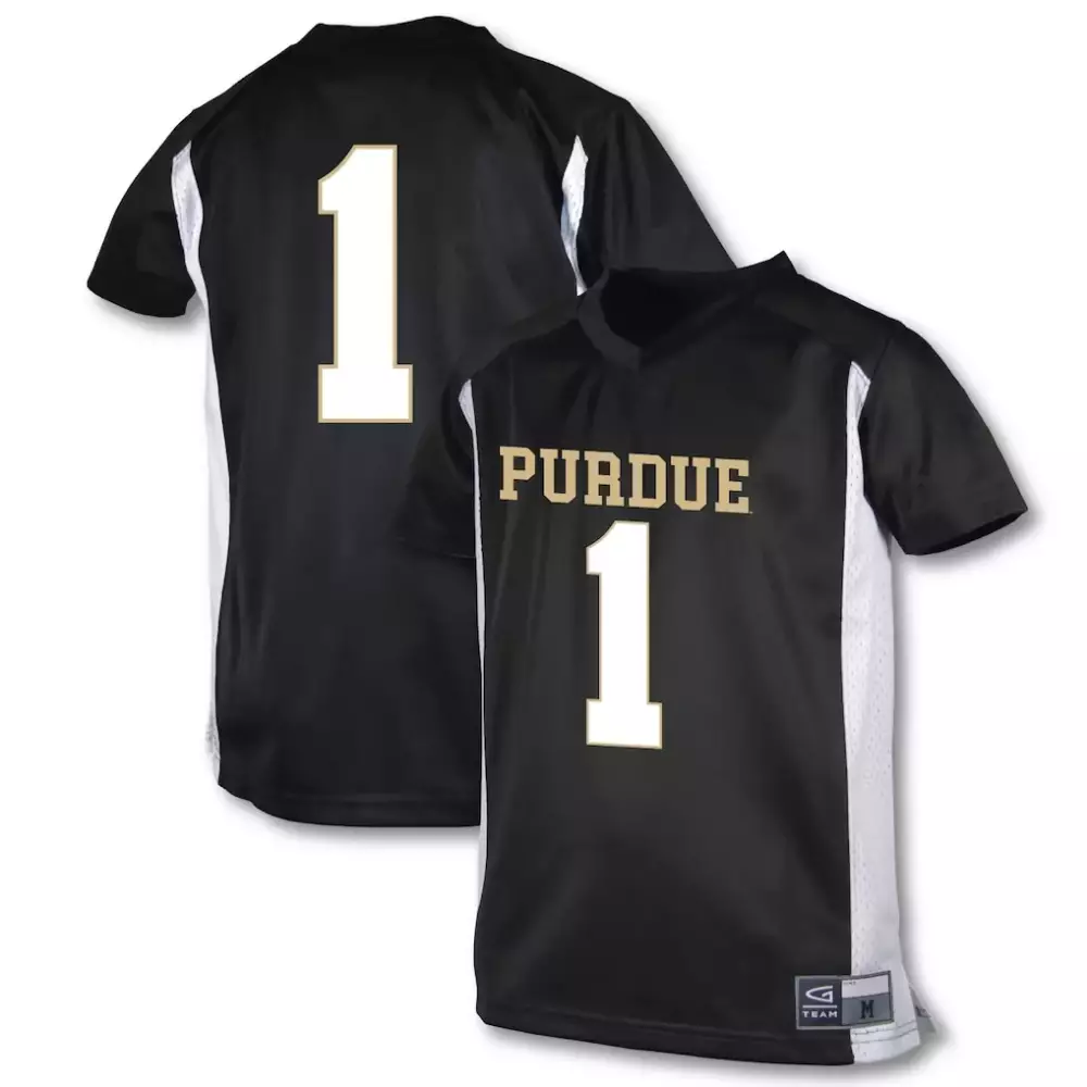 Custom Purdue Boilermakers  1 Garb Football Football Jersey – Black