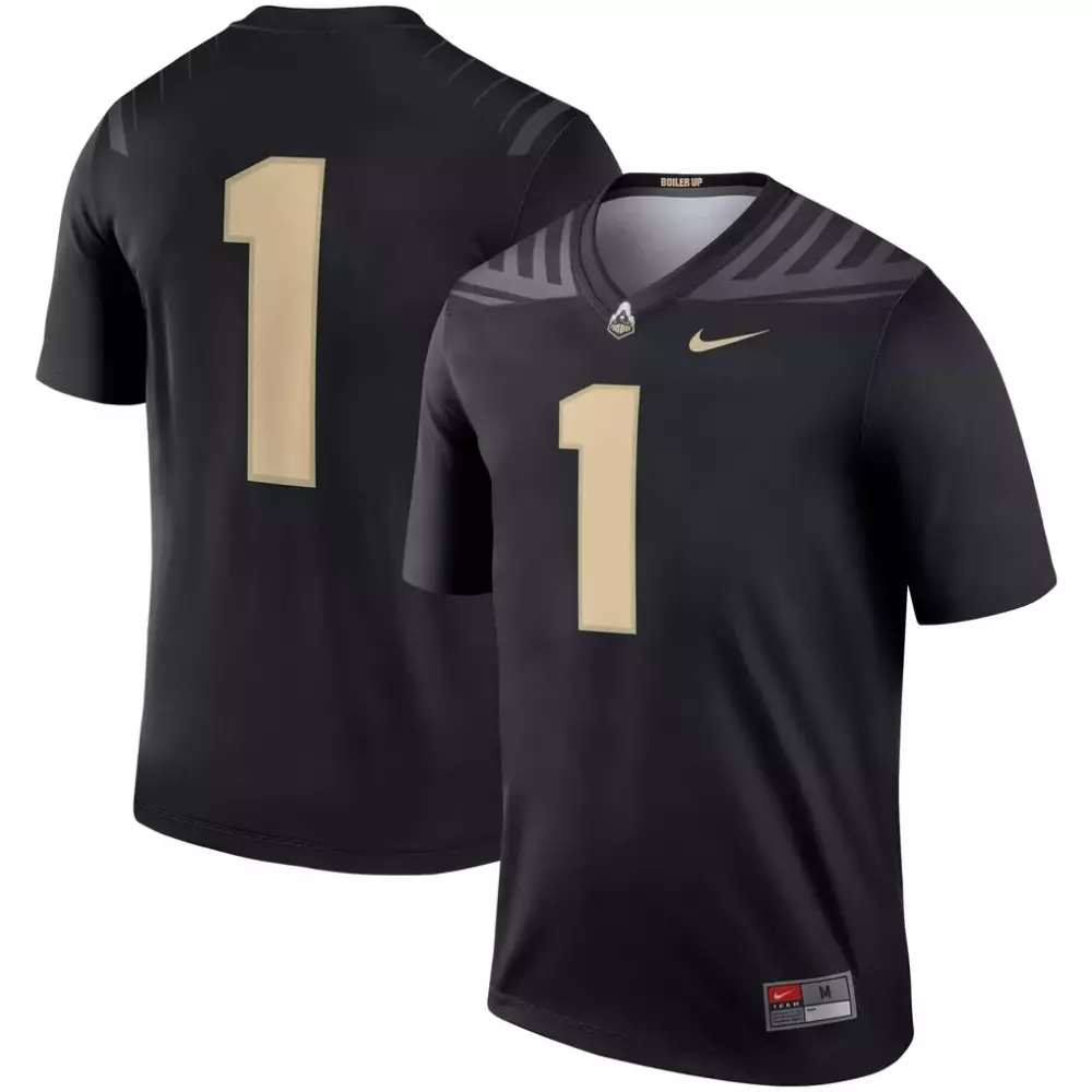 Customizable Purdue Boilermakers  1 Legend Football Jersey – Black