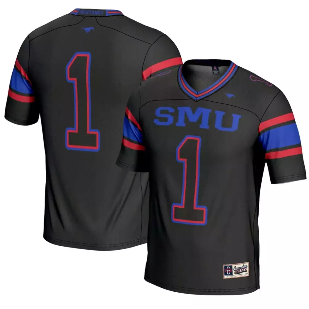 Personalized Smu Mustangs  Gameday Tradition 1 Greats Endzone Football Jersey – Black