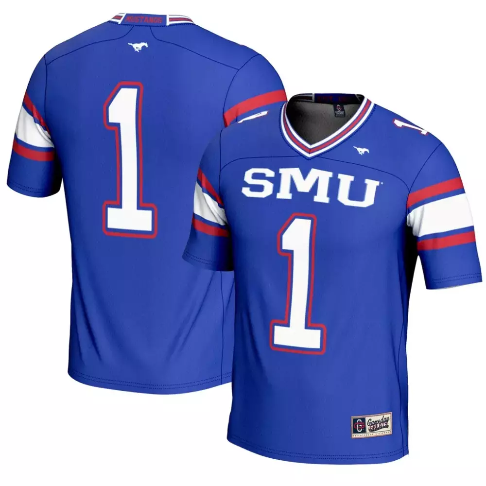 Custom Smu  Gameday Greats 1 Mustangs Endzone Football Jersey – Royal Blue