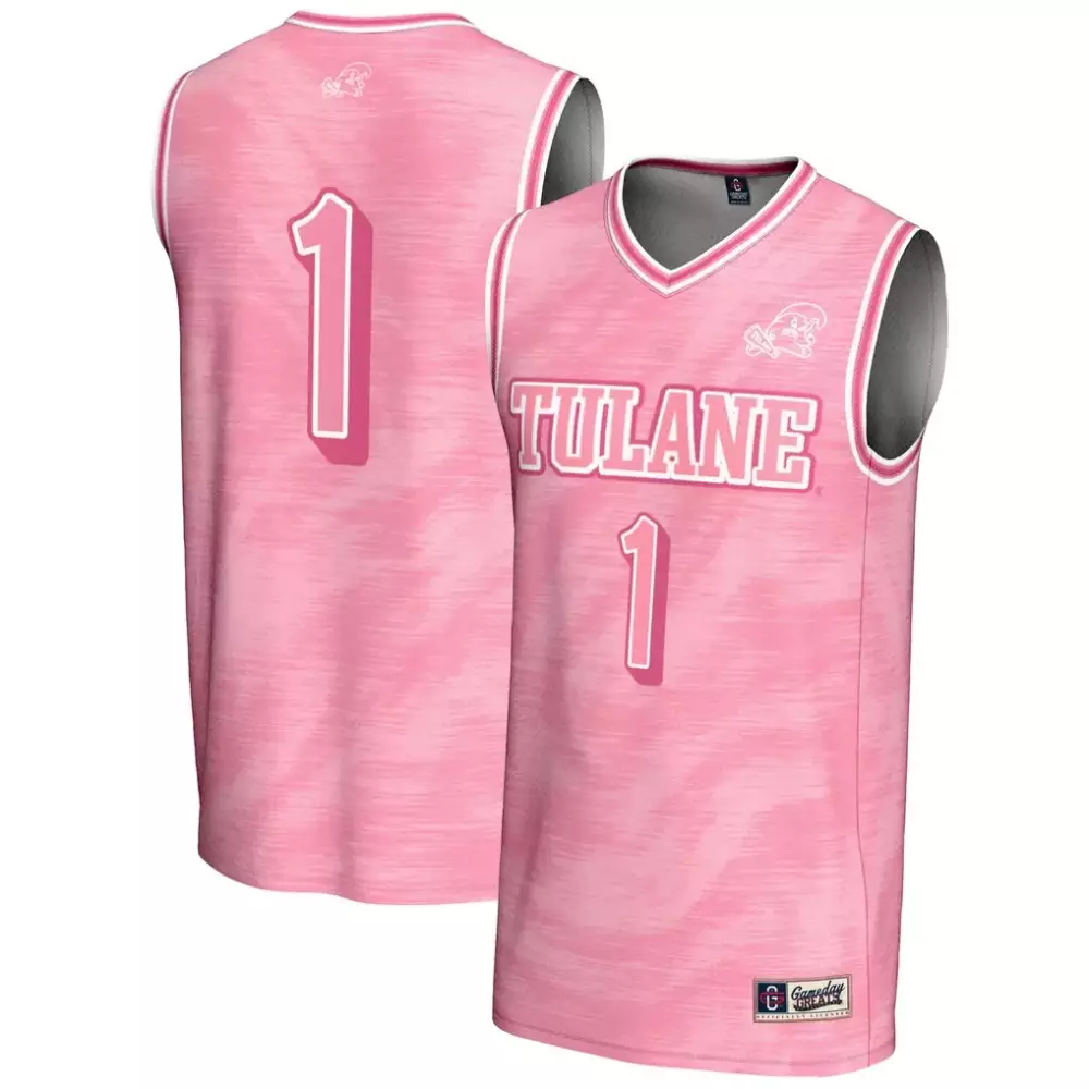 Custom Tulane  1 Green Wave Gameday Greats Lightweight Basketball Jersey – Pink