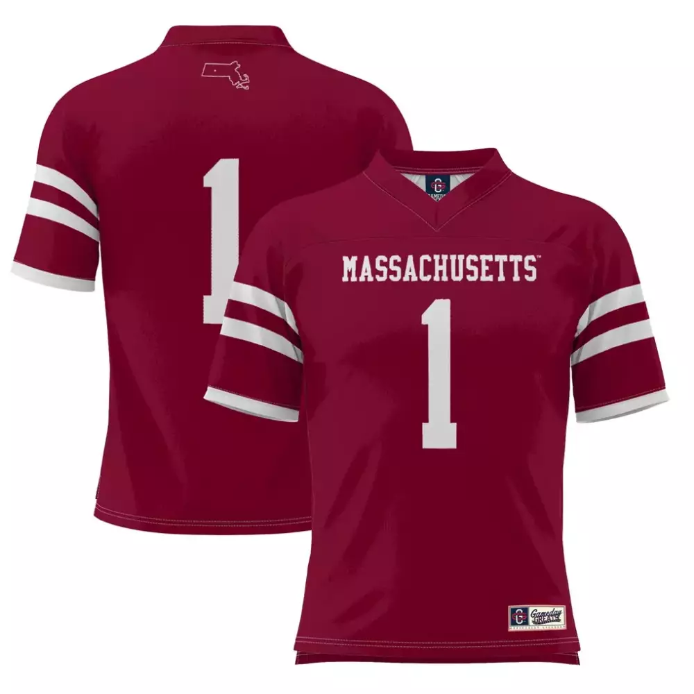 Personalized Massachusetts  1 Umass Minutemen Gameday Greats Football Football Jersey – Maroon