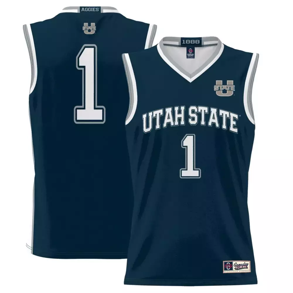 Customizable Utah Utes  1 State Aggies Gameday Greats Lightweight Basketball Jersey – Navy