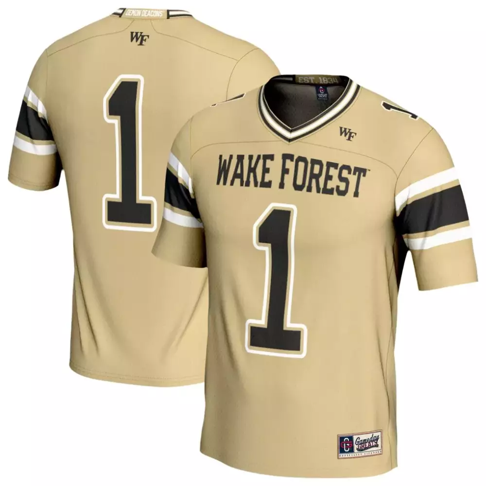 Custom Wake Forest  NCAA 1 Demon Deacons Gameday Greats Lightweight Football Fashion Jersey – Gold