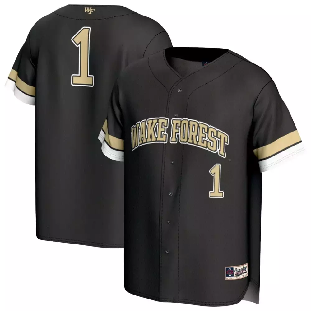 Personalized Wake Forest  1 Demon Deacons Gameday Greats Lightweight Collegiate Baseball Fashion Jersey – Black