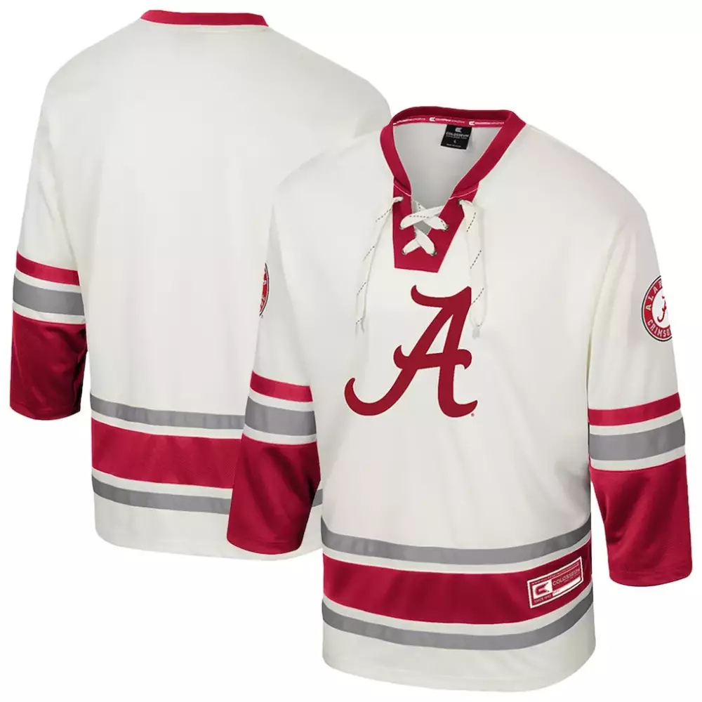 Alabama Crimson Tide Colosseum Puck Proud Fashion Hockey Jersey | Cream Color for Men, Women & Youth | Perfect Fan Gear
