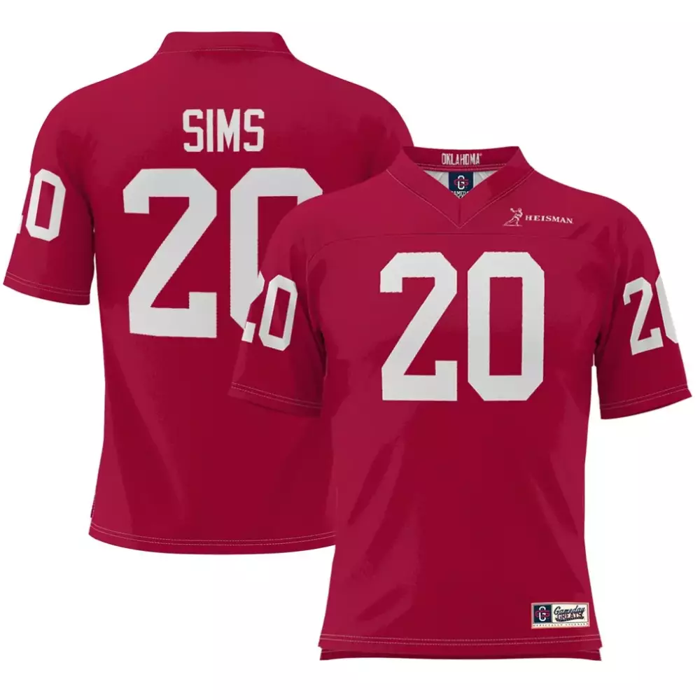 Customizable Oklahoma Sooners  Heisman Billy Sims Football Crimson Replica Jersey – Red