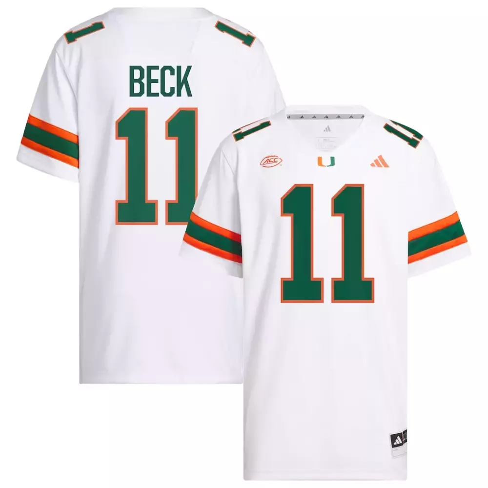 Carson Beck Miami Hurricanes Adidas 2025 White NIL Jersey | Perfect for Game Day | Fan Gear for All | For Men, Women & Youth