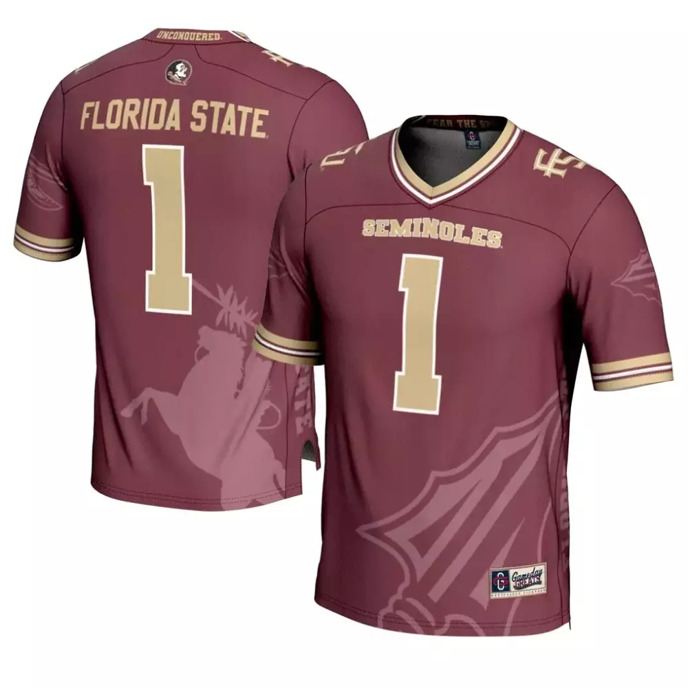 Florida State Seminoles 1 Gameday Greats Garnet Icon Print Football Fashion Jersey | For Men, Women & Youth