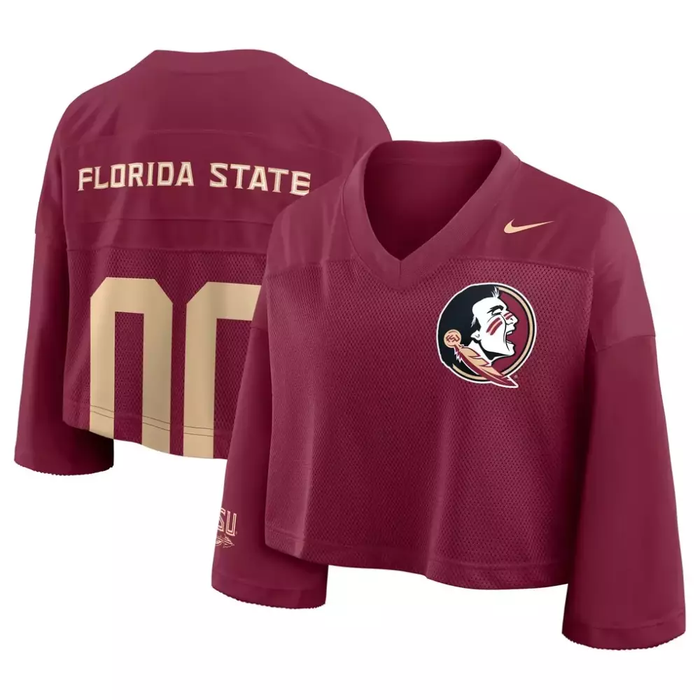 Florida State Seminoles Nike Women's Cropped Mesh Dri-Fit Fashion Jersey | Garnet Style | Game Day Outfit | For Women