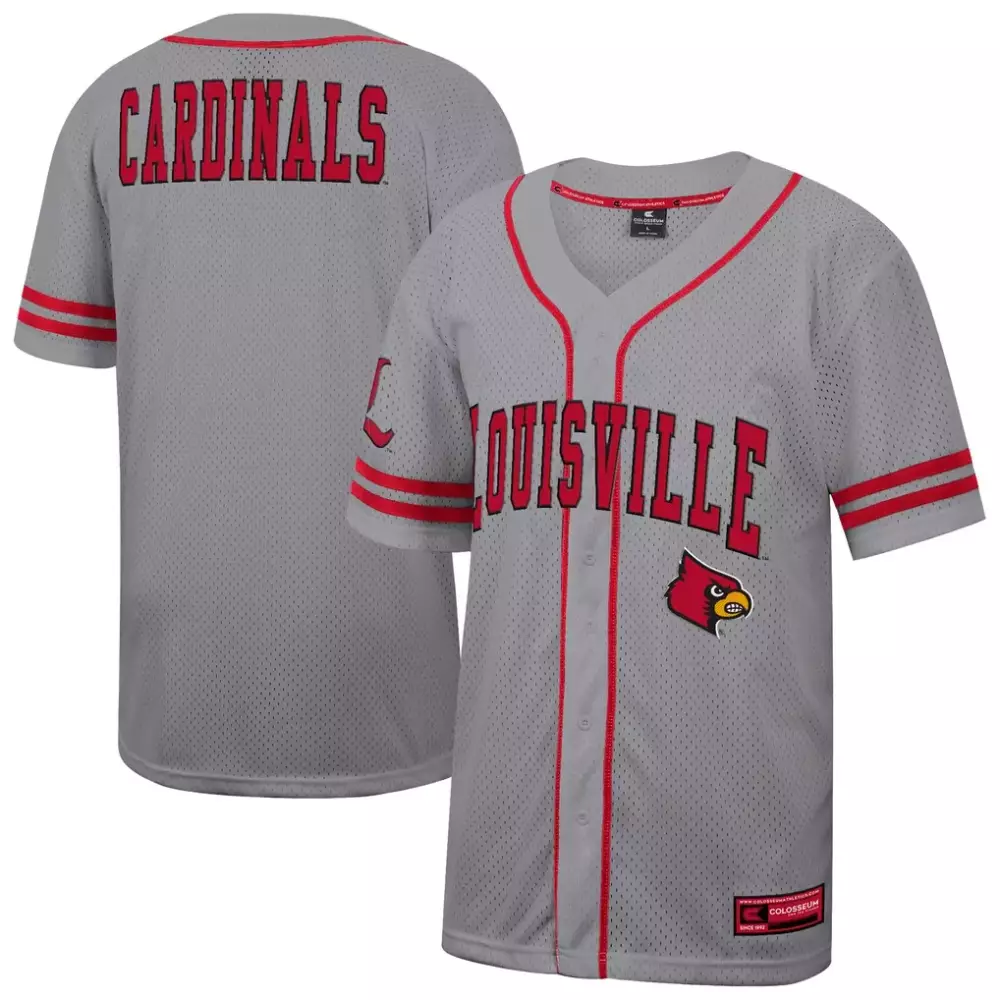 Louisville Cardinals Colosseum Free Spirited Baseball Jersey | Gray Fan Gear | Perfect for Game Day | For Men, Women & Youth