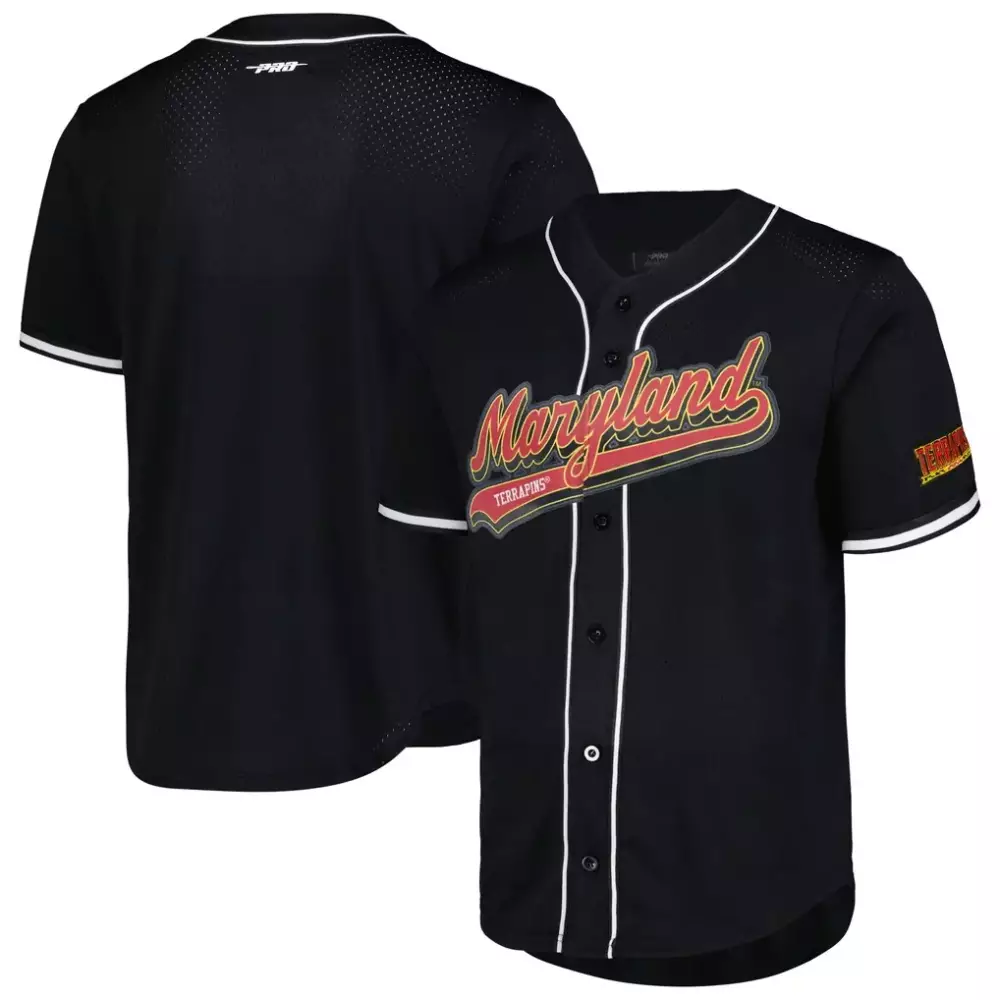 Custom Maryland Terrapins  Pro Standard Mesh Full Button Replica Baseball Jersey – Black