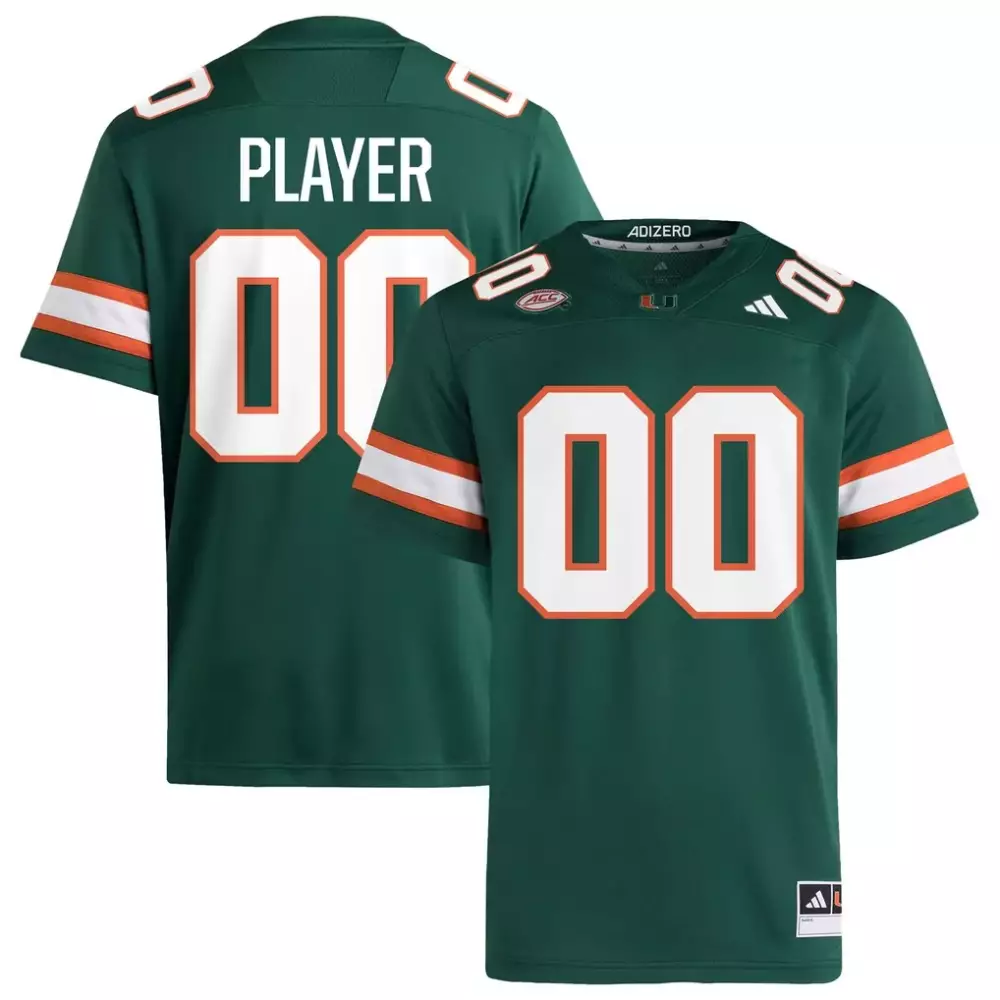 Miami Hurricanes Adidas NIL Pick A Player Alternate Premier Football Jersey | Green | For Men, Women & Youth