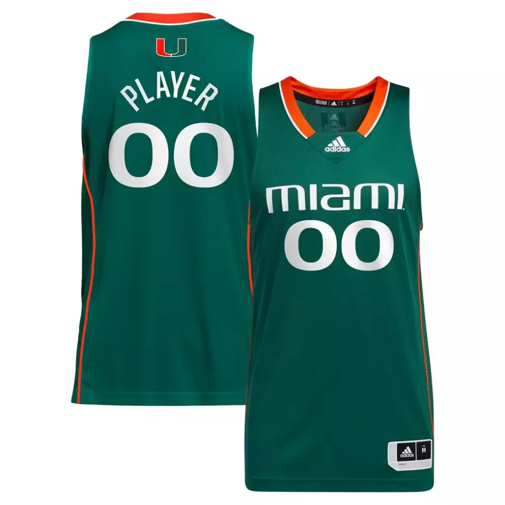 Miami Hurricanes Adidas Unisex Pick A Player NIL Women's Basketball Jersey | Green Color | Fan Gear for Men, Women & Youth
