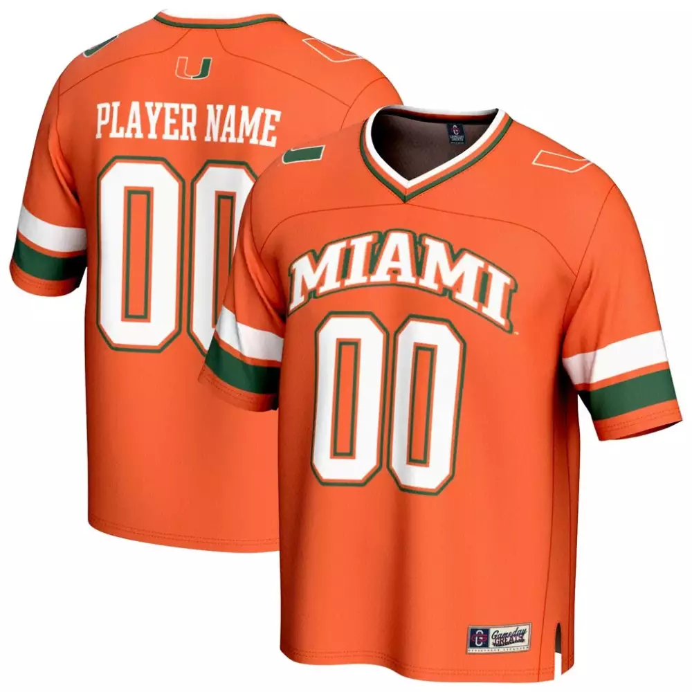 Miami Hurricanes Gameday Greats Unisex Adult Lightweight Collegiate Football NIL Pick A Player Fashion Jersey | Orange Color | For Men, Women & Youth