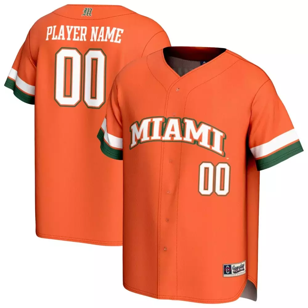 Miami Hurricanes Gameday Greats Youth Lightweight Collegiate Baseball NIL Pick A Player Fashion Jersey | Orange Color | For Men, Women & Youth