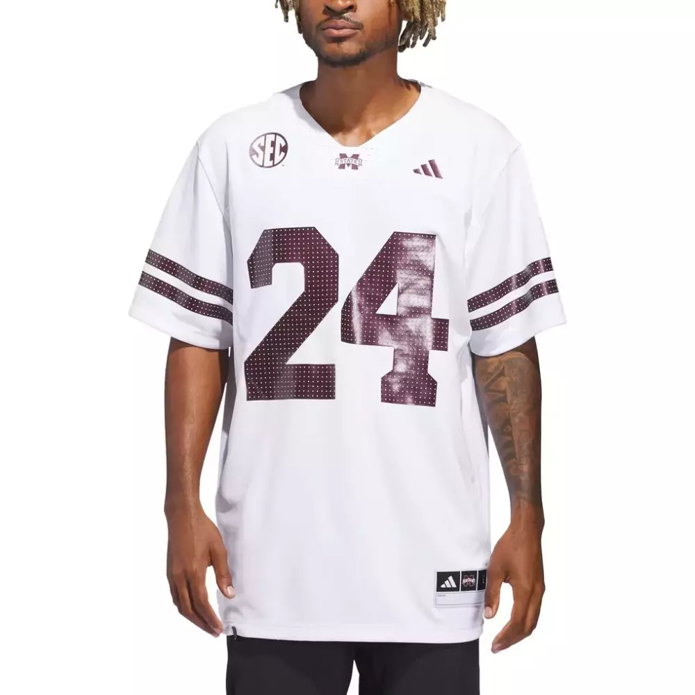 Custom Mississippi State  SEC Bulldogs Out Replica Jersey – White