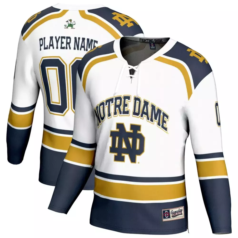 Notre Dame Fighting Irish Gameday Greats Youth Lightweight Hockey NIL Pick a Player Jersey | White | Fan Gear for All Ages
