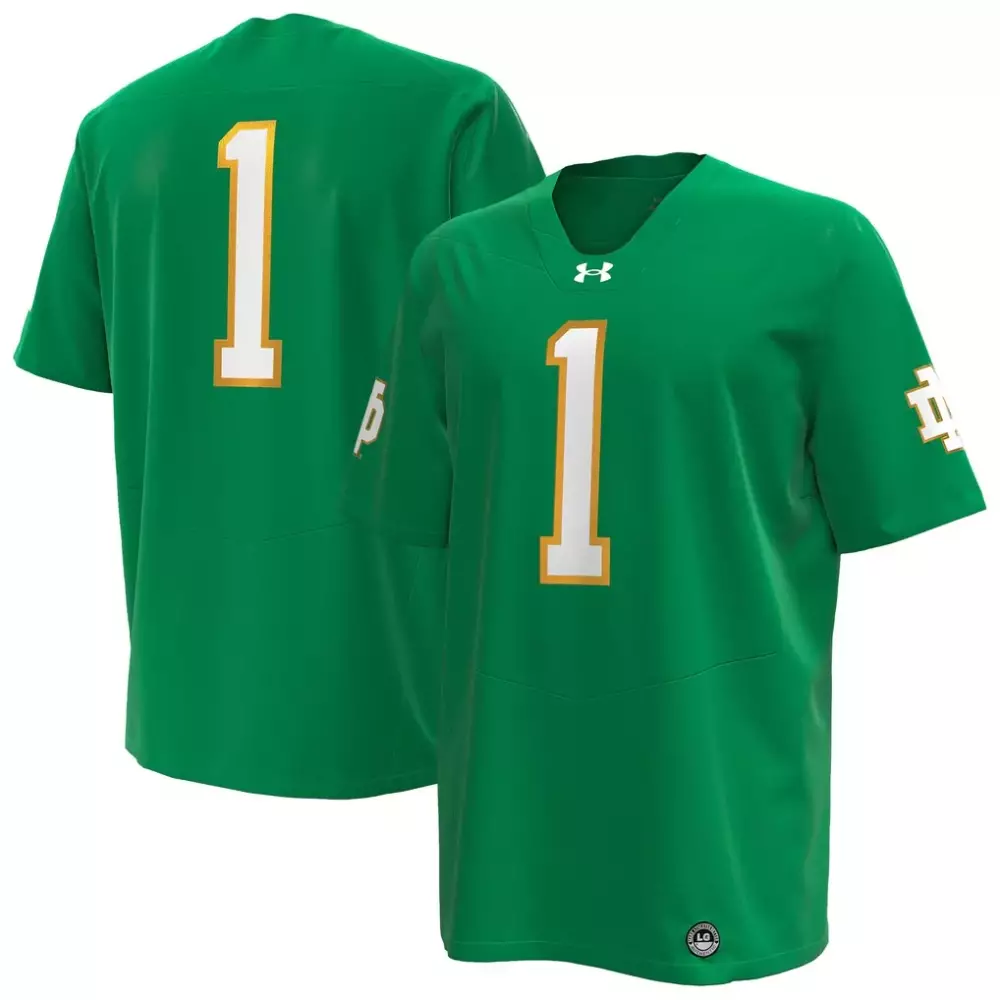 Notre Dame Fighting Irish Under Armour Premier Football Jersey | Kelly Green | For Men, Women & Youth