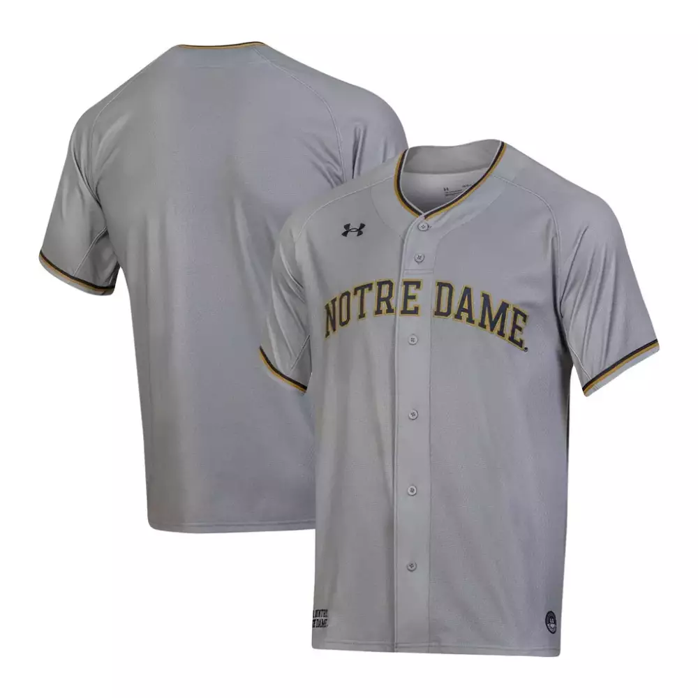 Notre Dame Fighting Irish Under Armour Replica Baseball Jersey | Gray | For Men, Women & Youth