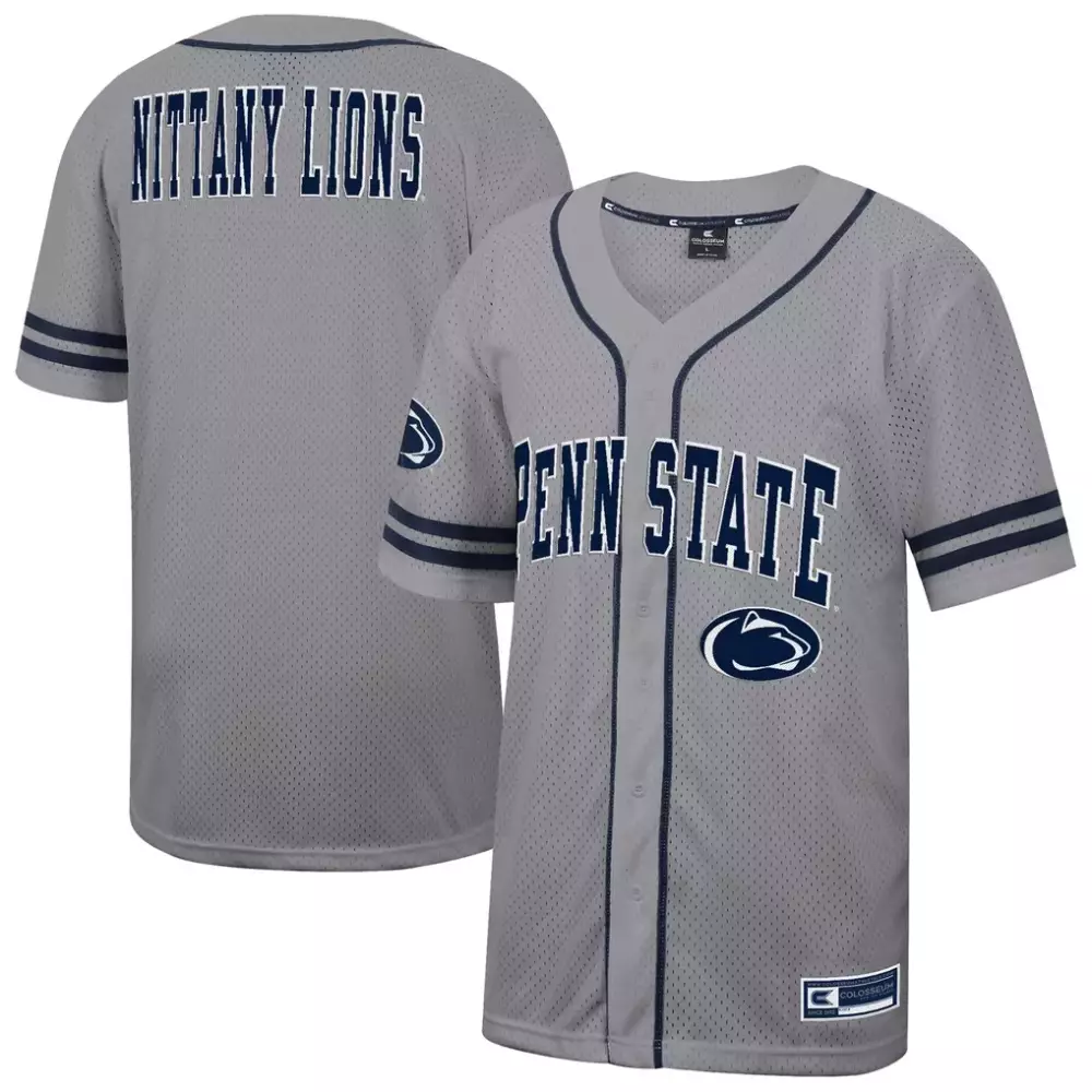 Penn State Nittany Lions Colosseum Free Spirited Baseball Jersey | Gray | Stylish Fan Gear | For Men, Women & Youth