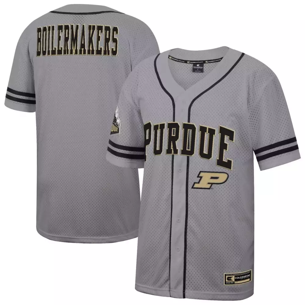 Custom Purdue Boilermakers  Colosseum Free Spirited Baseball Jersey – Gray