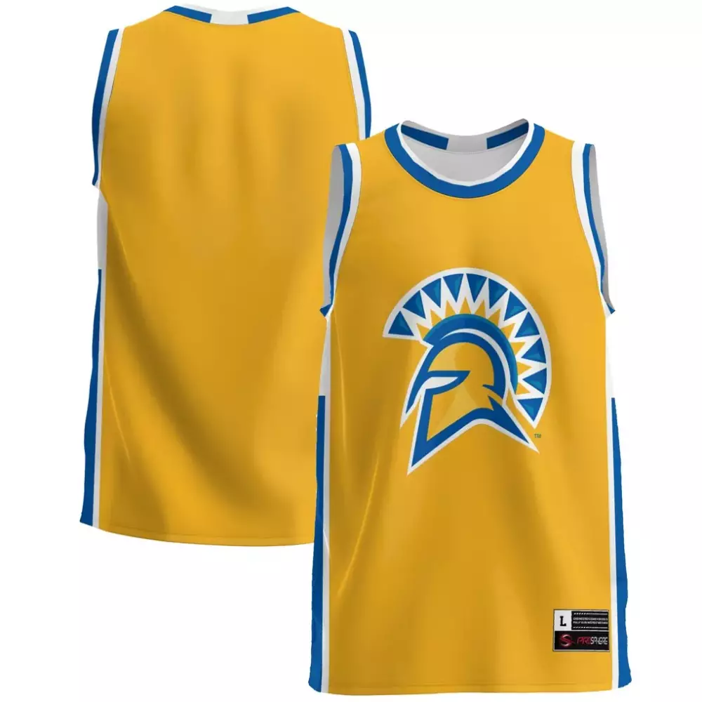 Customizable San Jose State Spartans  Gameday Greats Lightweight Basketball Blue Jersey – Yellow