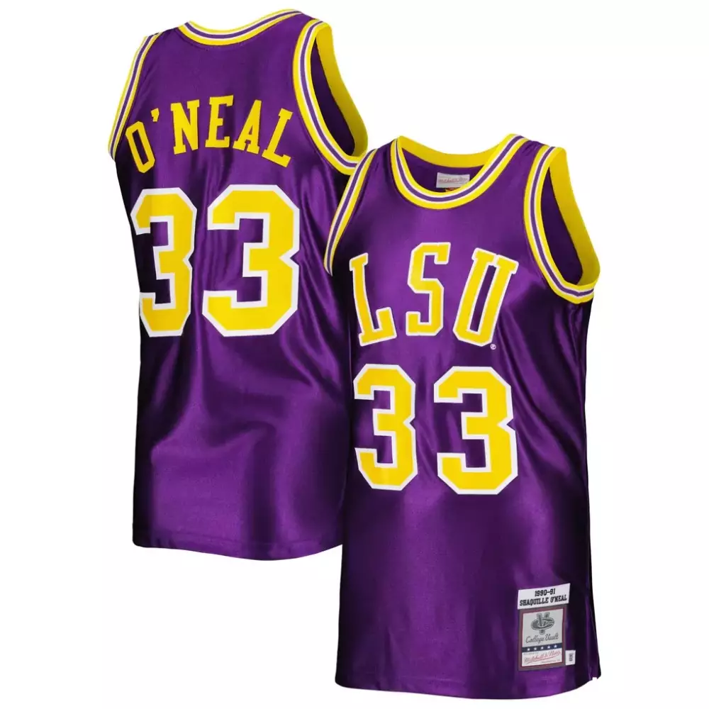 Shaquille O'Neal LSU Tigers 1990-91 Mitchell & Ness Authentic Jersey | Purple Edition | Fan Gear for Men, Women & Youth