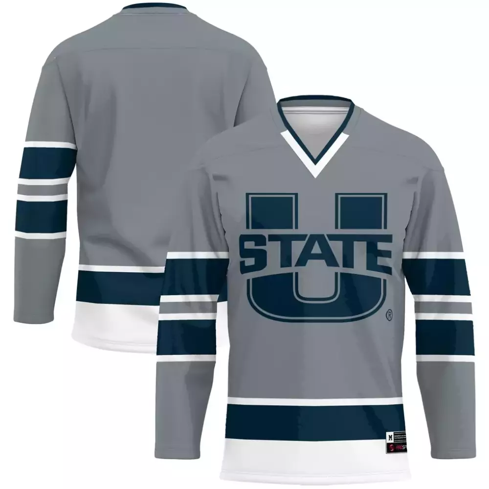Custom Utah Utes  State Aggies Gameday Greats Hockey Blue Jersey – Gray
