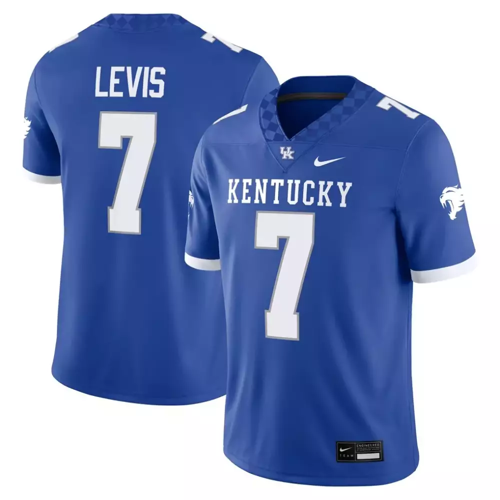 Customizable Kentucky  Will Levis Wildcats Player Game Royal Football Jersey – Blue