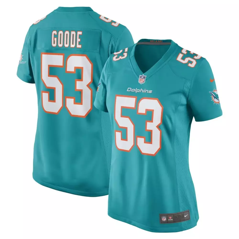Cameron Goode Miami Dolphins 2023 Nike Women's Game Player Jersey | Aqua Fan Gear | For Women, Men & Youth
