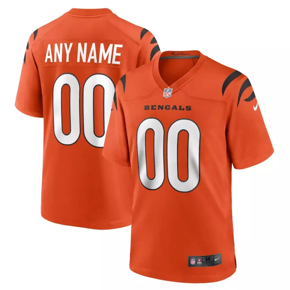 Cincinnati Bengals Nike Alternate Game Custom Jersey Orange | Stylish Fan Gear | For Men, Women & Youth