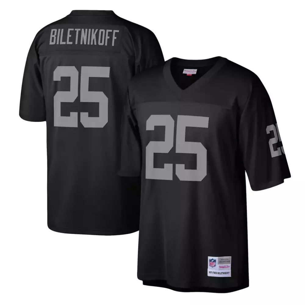 Fred Biletnikoff Las Vegas Raiders Mitchell & Ness Legacy Replica Jersey | Black All Stitched Fan Gear | For Men, Women & Youth