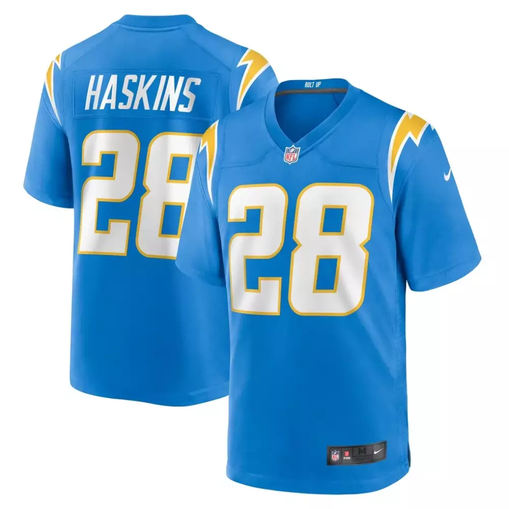 Hassan Haskins Los Angeles Chargers 2025 Nike Game Jersey | Powder Blue | Fan Gear for Men, Women & Youth