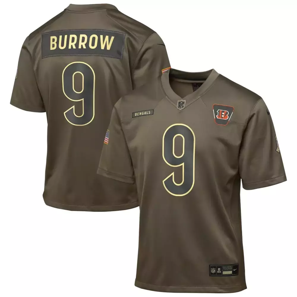Joe Burrow Cincinnati Bengals Nike Youth 2025 Salute to Service Game Jersey | Olive | Limited Edition Fan Gear | For Youth