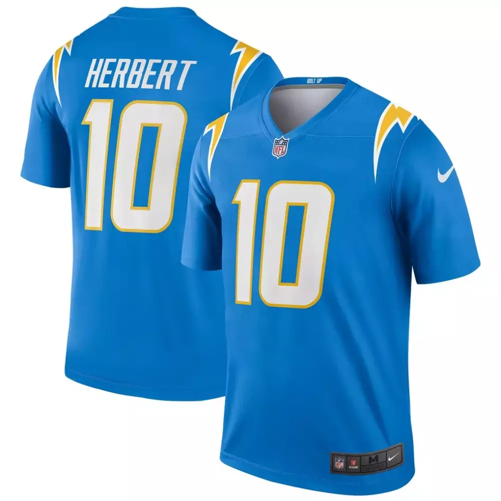Justin Herbert Los Angeles Chargers Nike Legend Player Performance Top | Powder Blue | Stylish Fan Gear for Men, Women & Youth