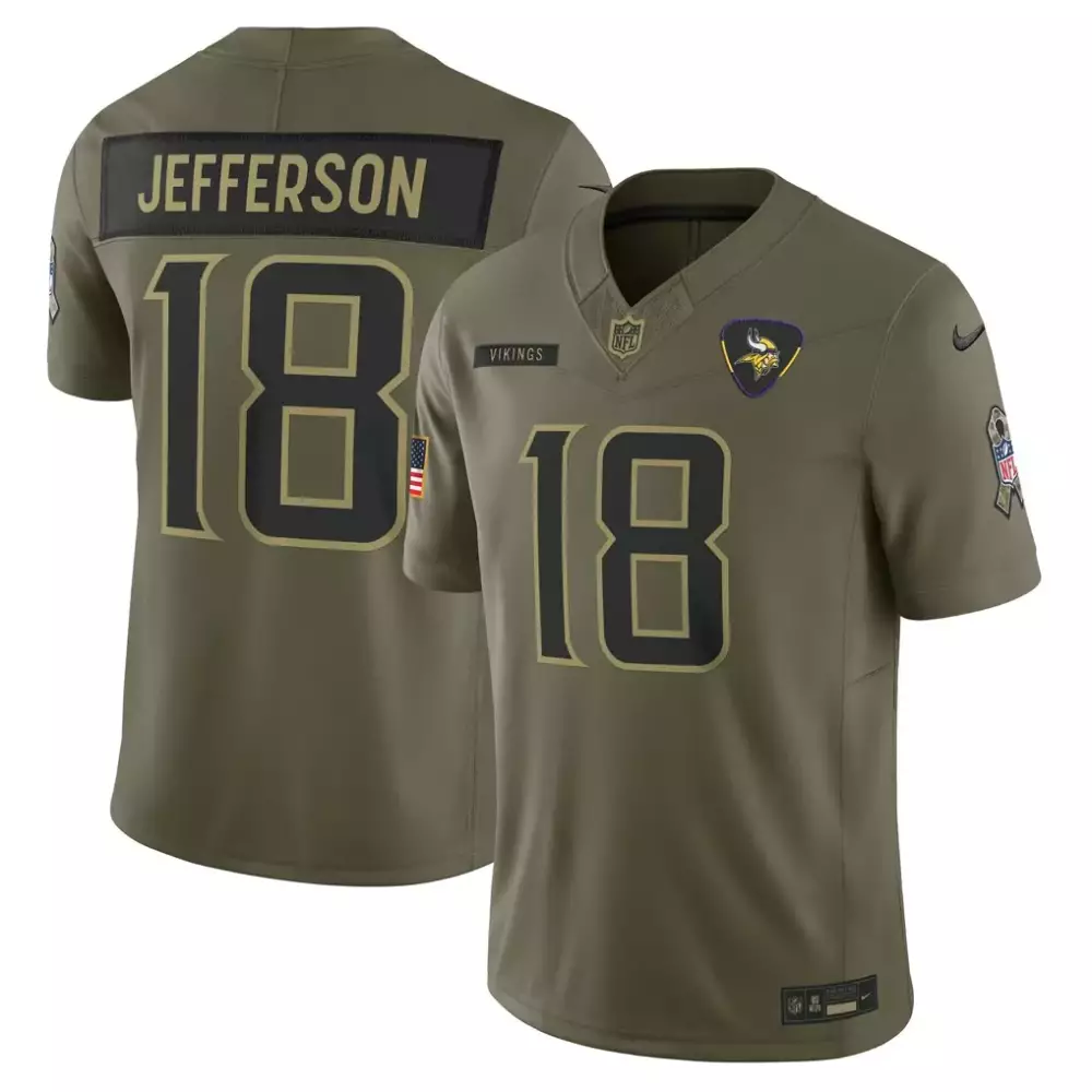Justin Jefferson Minnesota Vikings Nike 2025 Salute to Service Limited Jersey | Olive Fan Gear | For Men, Women & Youth