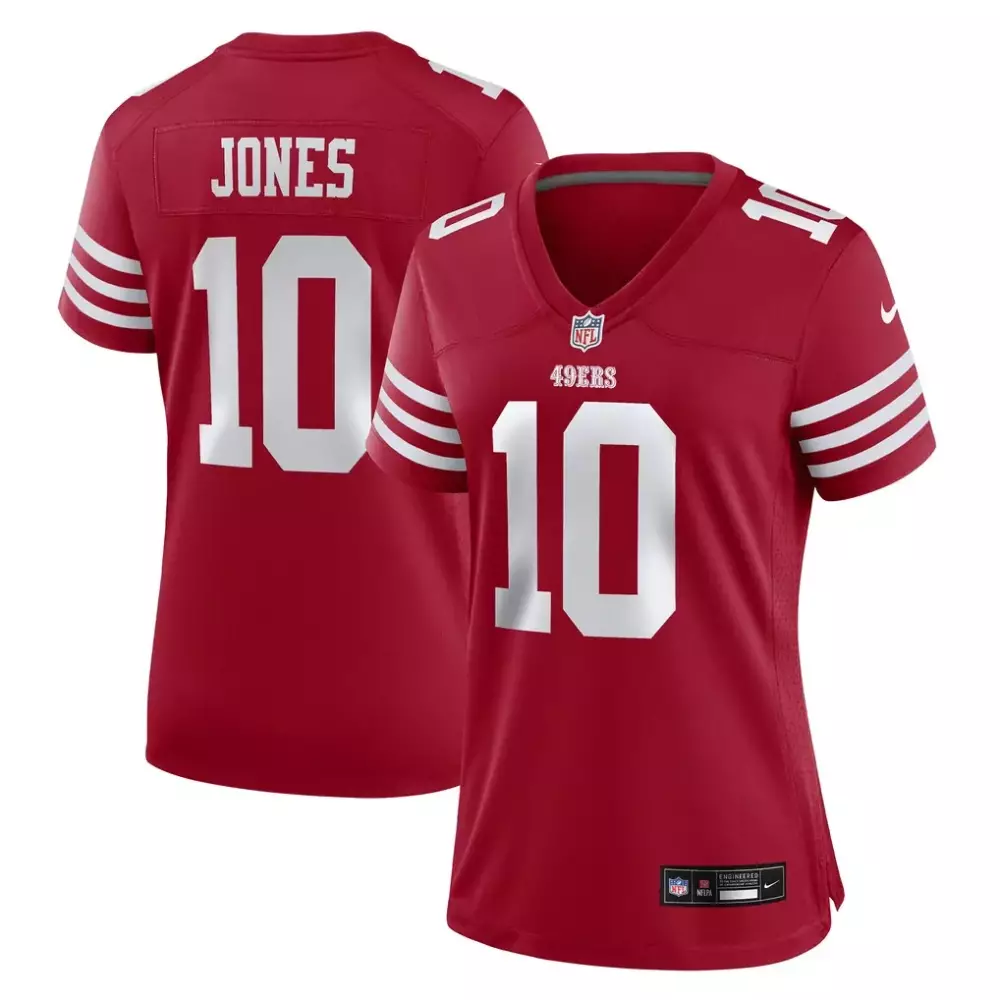 Mac Jones San Francisco 49ers Nike Women's Team Game Jersey | Scarlet Edition | For Women