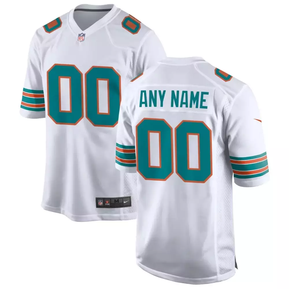 Miami Dolphins Nike Alternate Custom Game Jersey | White Style | For Men, Women & Youth