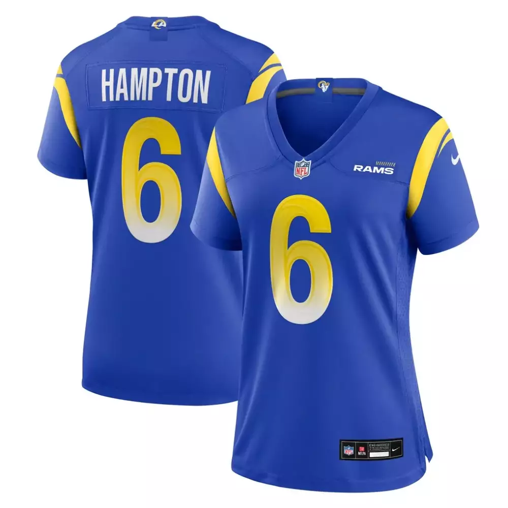 Nick Hampton Los Angeles Rams Nike Women's Team Game Jersey | Royal | For Men, Women & Youth