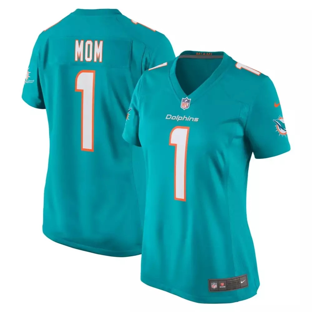 Number 1 Mom Miami Dolphins Nike Women's Game Jersey | Aqua | Fan Gear | For Men, Women & Youth