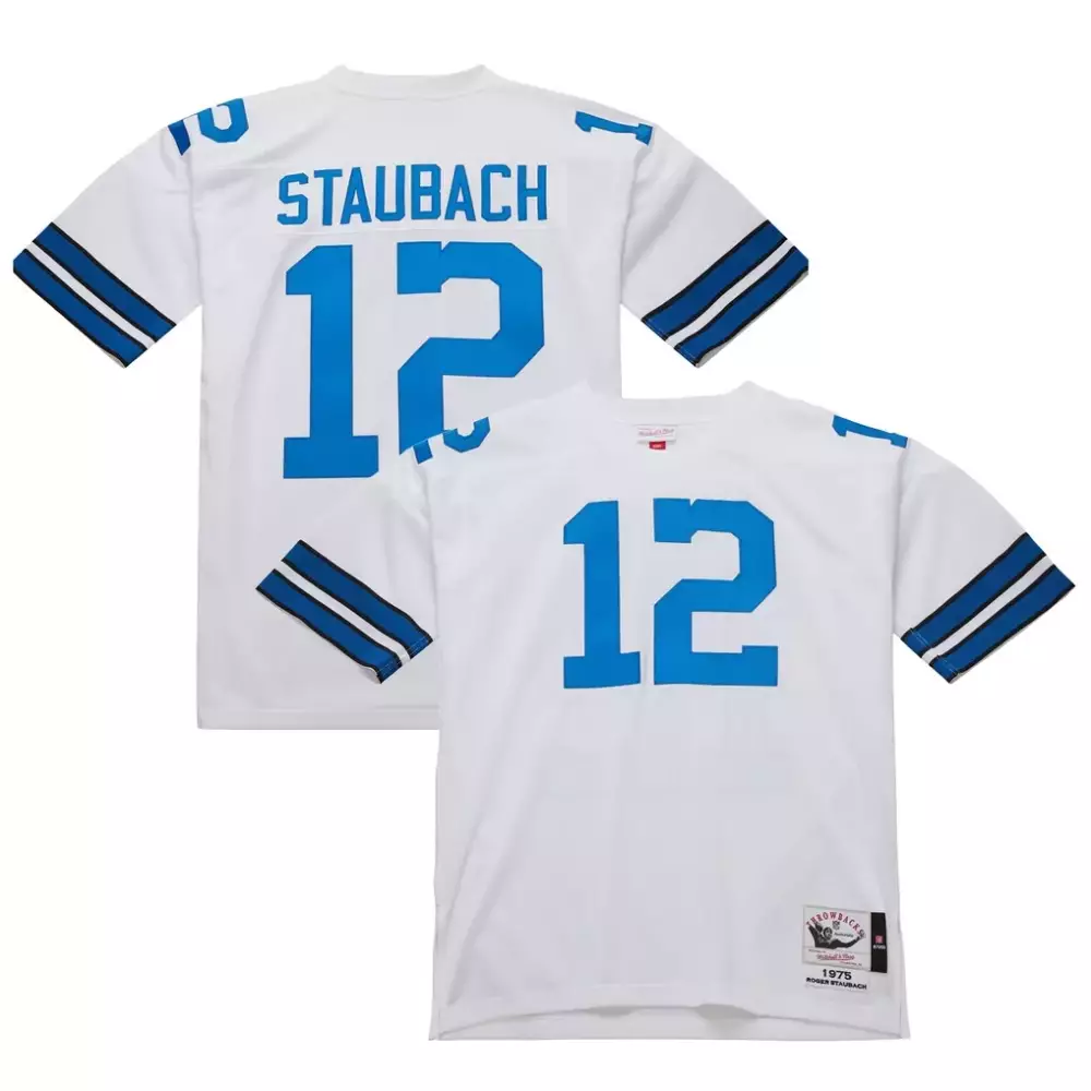 Roger Staubach Dallas Cowboys 1975 Authentic Throwback Jersey | White | Replica Fan Gear | For Men, Women & Youth