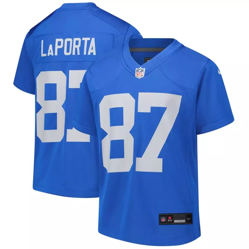 Sam Laporta Detroit Lions Nike Youth Game Jersey | Blue | Fan Gear for Kids | For Men, Women & Youth