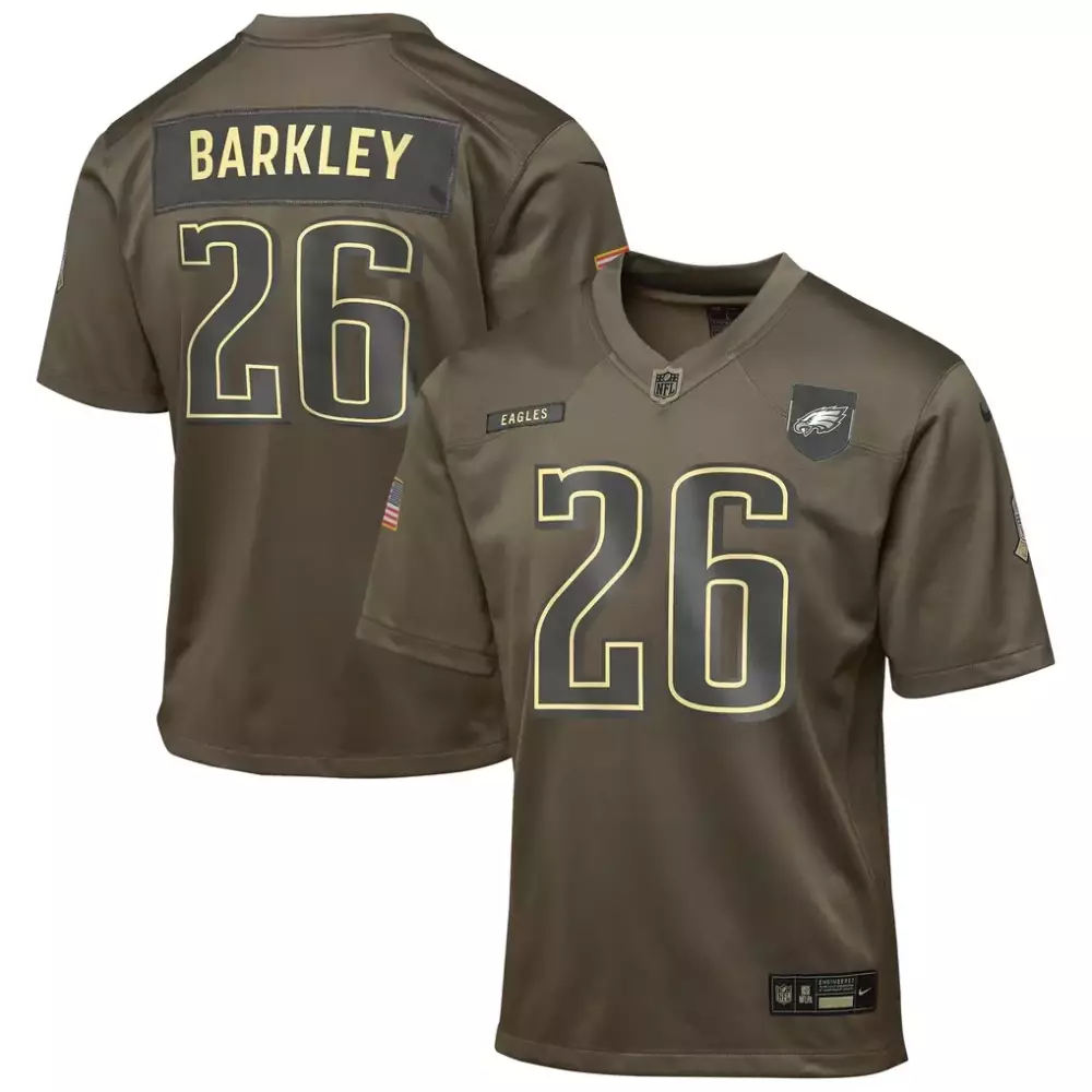 Saquon Barkley Philadelphia Eagles Youth 2025 Salute to Service Game Jersey | Olive | Nike Fan Gear for Youth