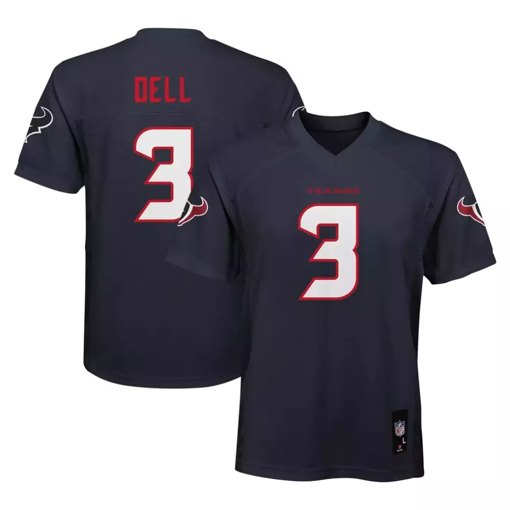 Tank Dell Houston Texans Youth Replica Player Jersey | Navy Stitched | Fan Gear for Kids